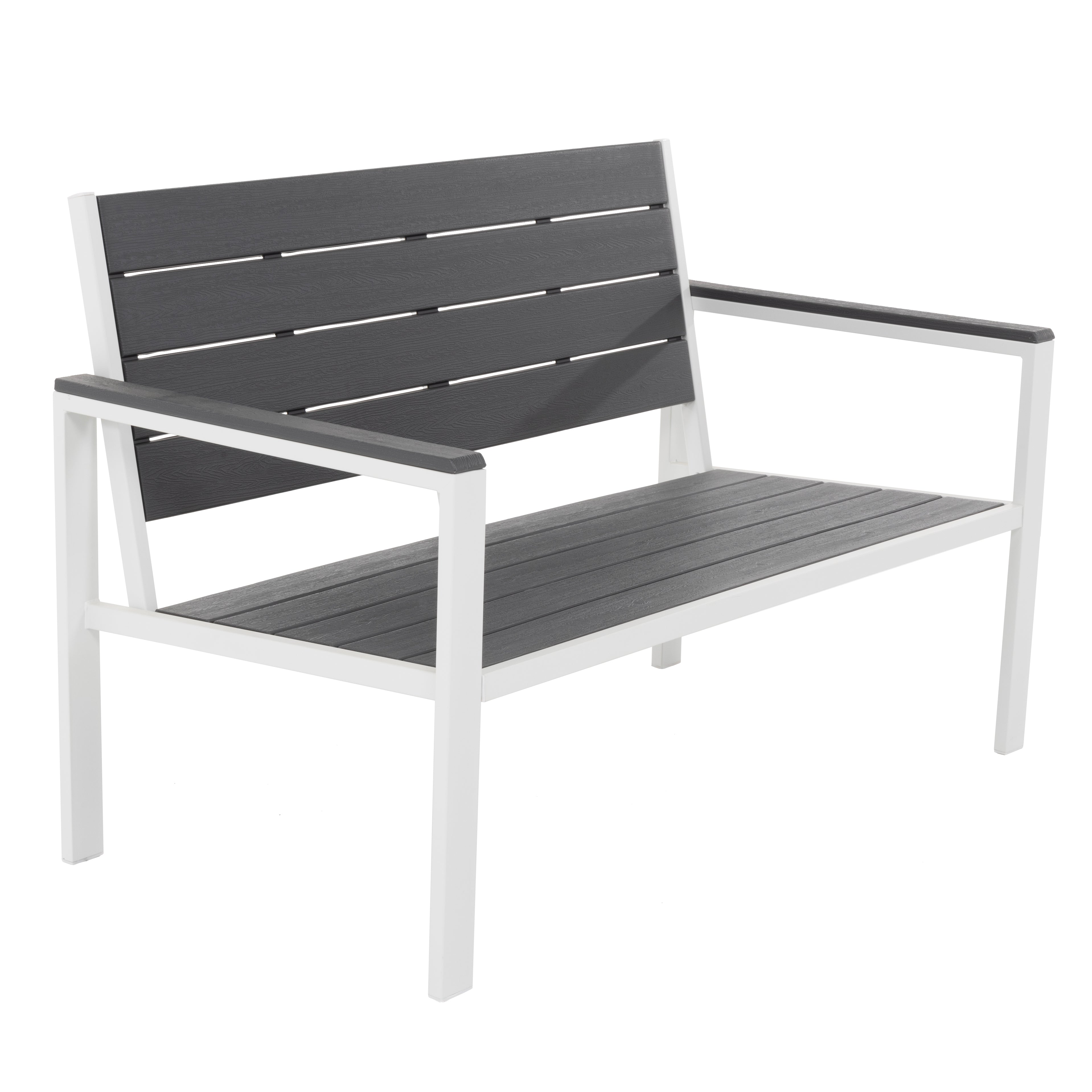 VESTIAMO CASA GIARDINO - Set da giardino in acciaio Bianco con Doghe Effetto Legno Antracite